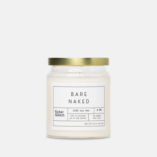 Bare Naked (Fragrance Free) Soy Wax Candle in Apothecary Jar 9oz