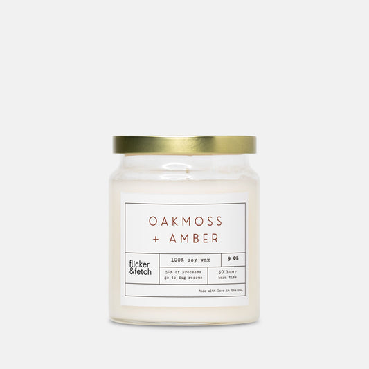Oakmoss + Amber Soy Candle in Apothecary Jar 9oz