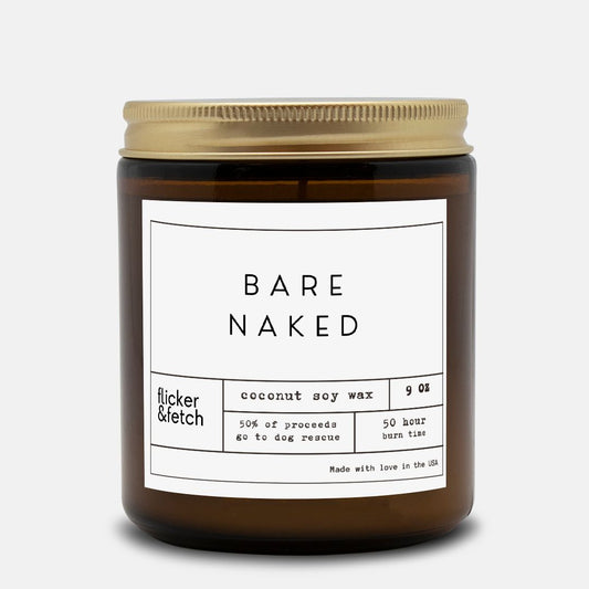 Bare Naked (Fragrance Free) Candle Amber Jar 9oz