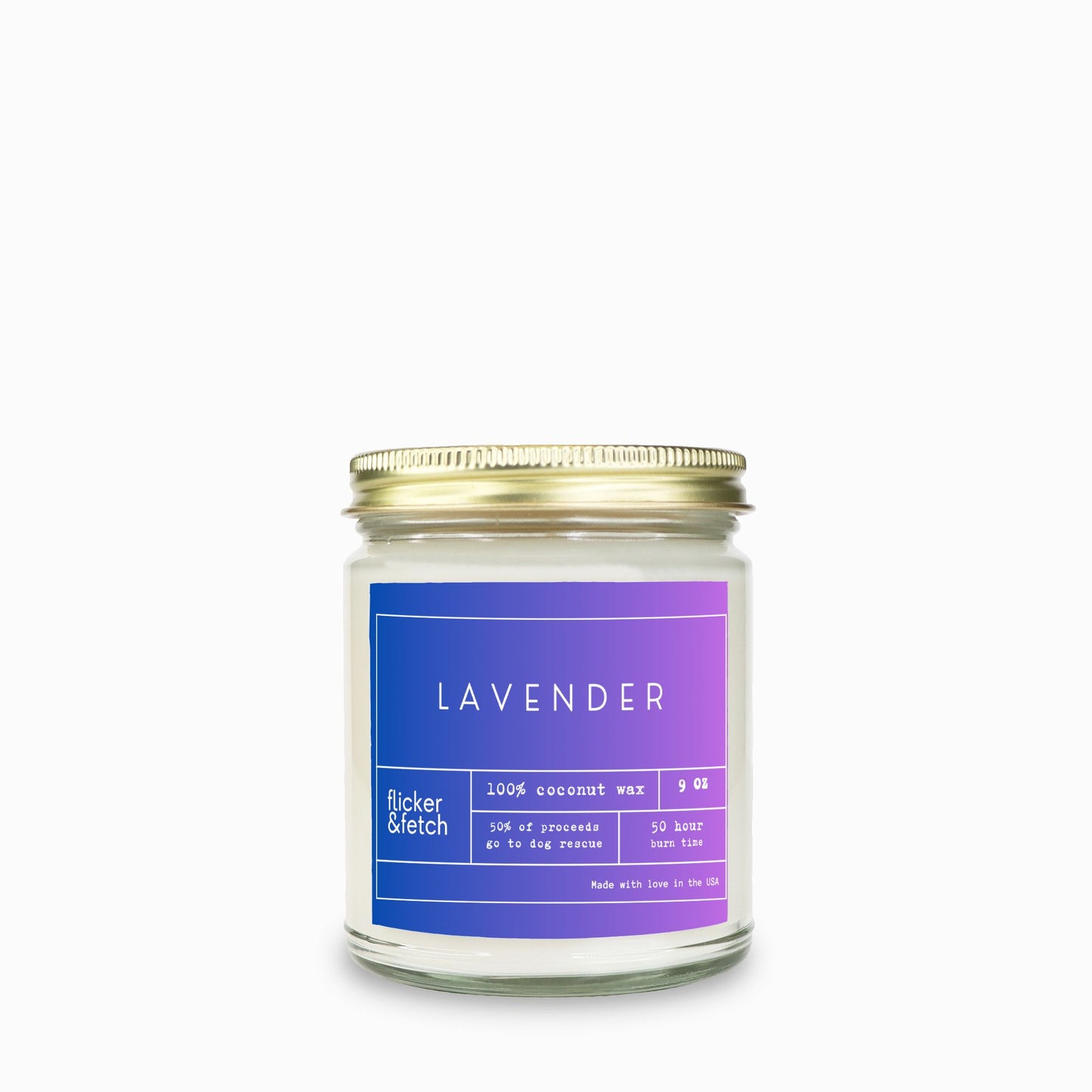 Lavender Coconut Wax Candle in Clear Jar 9oz