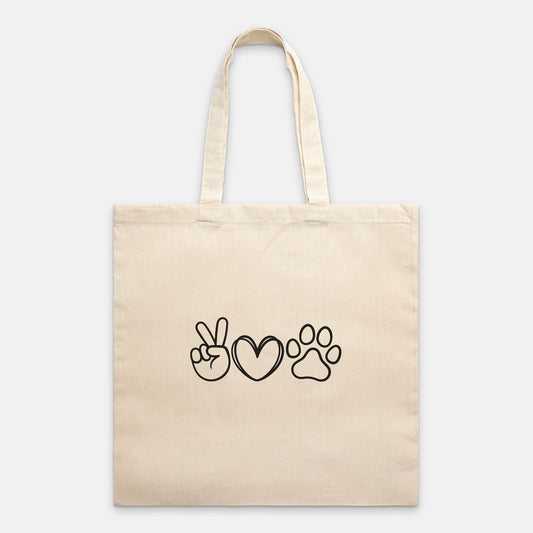Peace, Love & Dogs Tote Bag