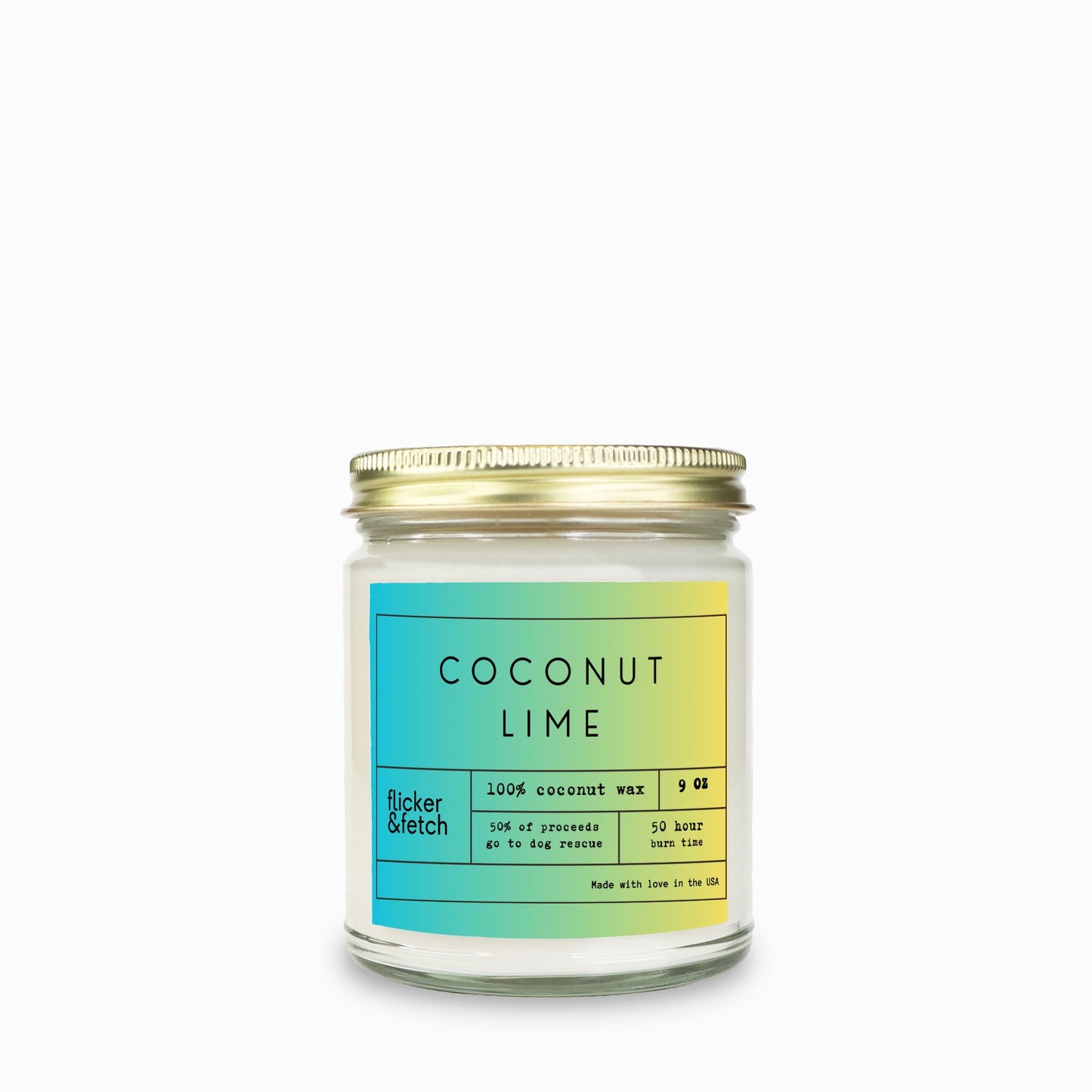 Coconut Lime Coconut Wax Candle in Clear Jar 9oz