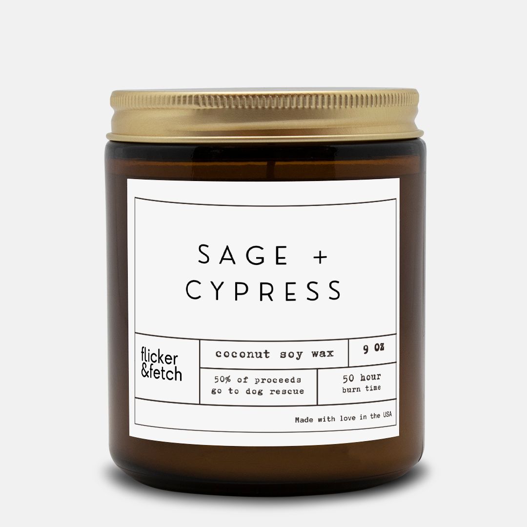 Sage + Cypress | Coconut Soy Candle Amber Jar 9oz