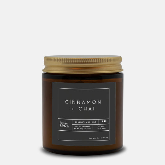 Cinnamon + Chai | Coconut Soy Candle Amber Jar 4oz