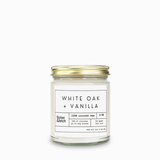 White Oak + Vanilla Coconut Wax Candle in Clear Jar 9oz