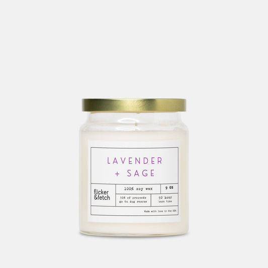 Lavender + Sage Soy Candle in Apothecary Jar 9oz