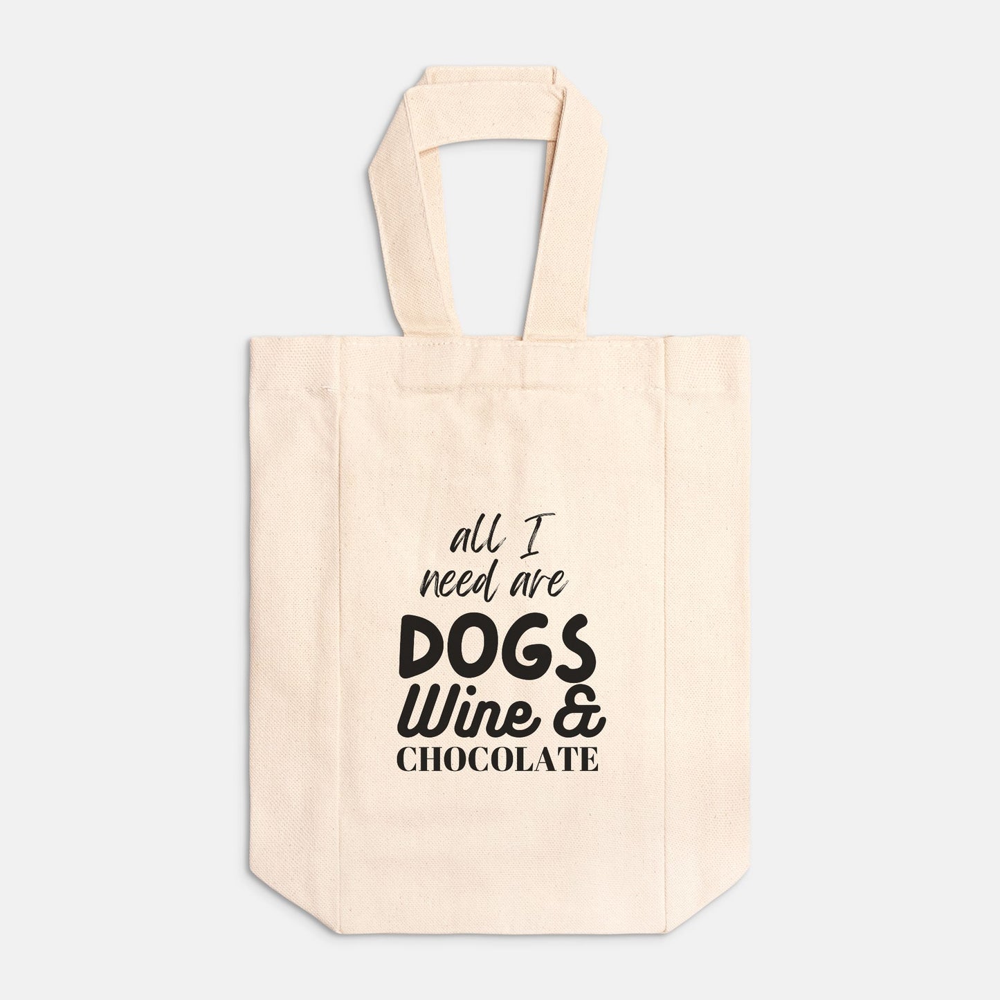 Wine Tote Canvas (Double) - Wine, Dogs & Chocolate
