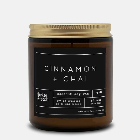 Cinnamon + Chai | Coconut Soy Candle Amber Jar 9oz