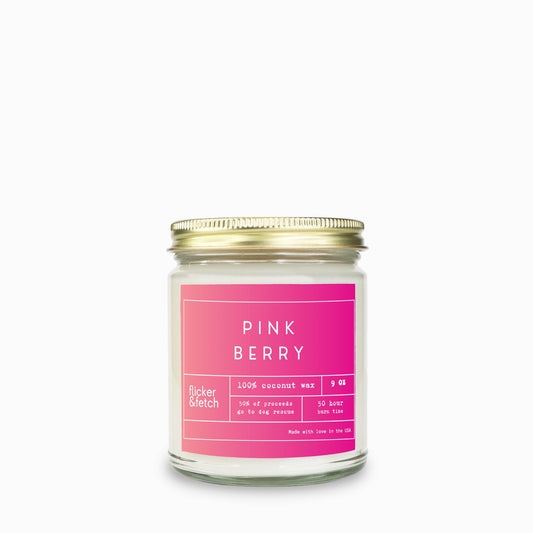 Pink Berry Coconut Wax Candle in Clear Jar 9oz