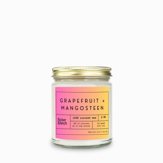 Grapefruit + Mangosteen Coconut Wax Candle in Clear Jar 9oz