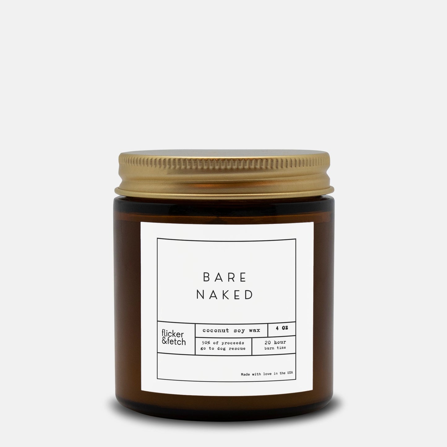 Bare Naked (Fragrance Free) Coconut Soy Candle Amber Jar 4oz
